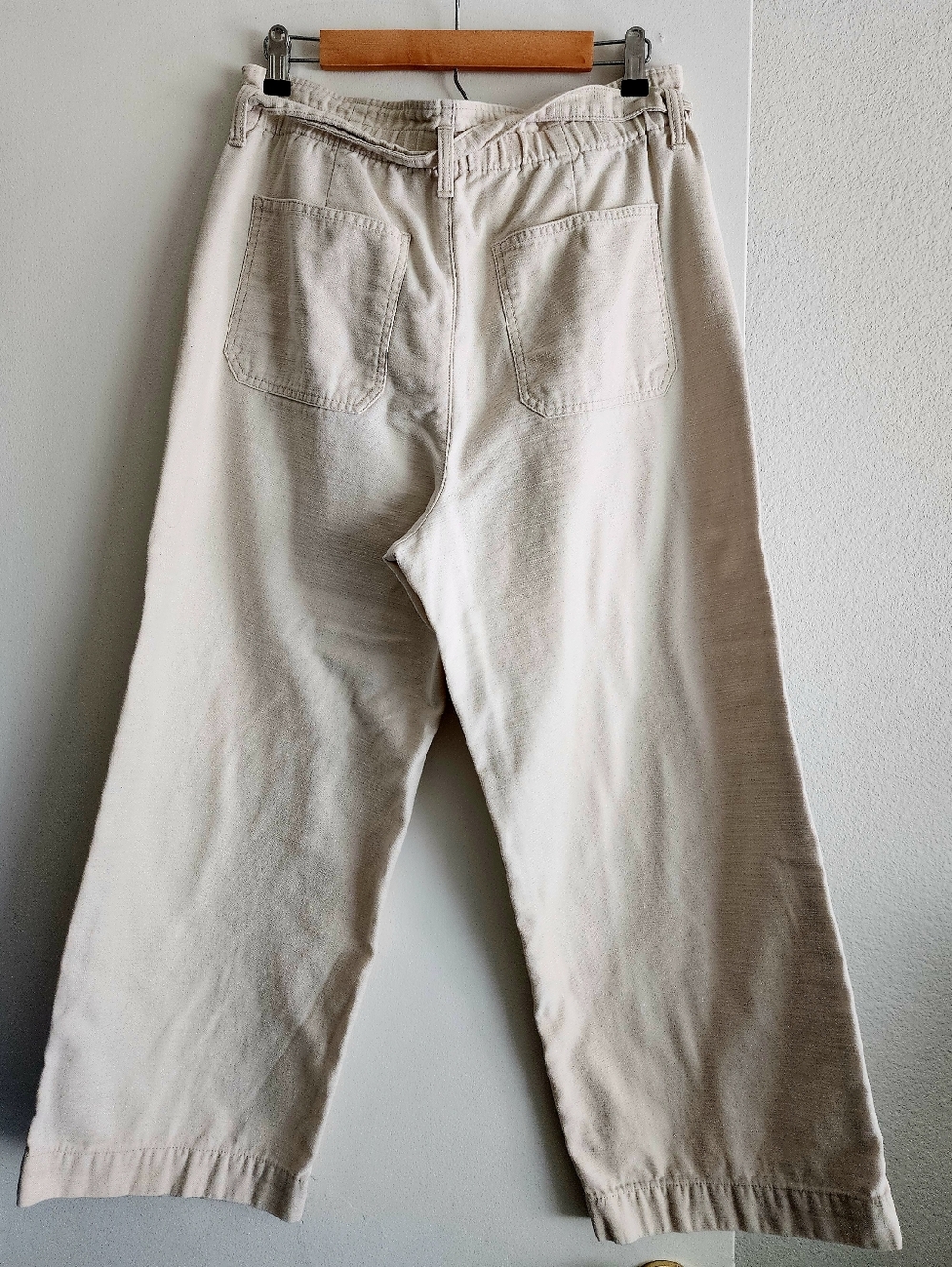 J.CREW | Coastal Beach | Cream Belted Wide Leg Pants | Size 12 - Picture 4 of 8